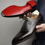 Hnzxzm Oxfords Men Shoes Red Sole Fashion Business Casual Party Banquet Daily Retro Carved Lace-up Brogue Dress Shoes