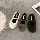 Hnzxzm Winter Mules Slippers Shoes Women Warm Plush Loafers Fur Flats Femme 2024 NEW Cotton Slides Outdoor Shoes Moccasins Mujer