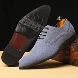 Hnzxzm New Men Dress Shoes Lace-up Round Toe Oxfords Blue Gray Business Handmade Wedding Shoes  Size 38-48 Mens Shoes