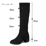 Hnzxzm Fashion Knee High Boots 2024 Winter Zipper Elegant Women's High Boots Black Beige Elastic Flock Long Tall Shoes Lady Autumn