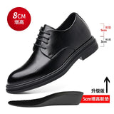 Hnzxzm 8cm Heel Spring Autumn Men's Leather Dress Shoes Fashion Casual New Designer Hollow Height Casual Platform Shoes Man