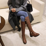 Hnzxzm New Antumn Winter Women Long Boots Plus Size 22-27 Cm Grid Splicing Side Zip Fashion Knee High Boots Women Modern Boots