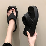 Hnzxzm Thick Sole Wedges Flip-Flops Women Summer Chunky Platform Beach Slippers Woman Plus Size 43 Clip Toe Wedge Heeled Sandals