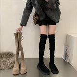 Hnzxzm Over The Knee Cowboy Boots Women Design Platform Shoes Fashion Fur Suede Wedges Tnick High Boots Motorcycle Shoes Botas De Mujer