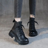 Hnzxzm Booties Chunky Footwear Platform Fur Short Shoes for Women Biker Female Ankle Boots Combat Punk Style Trend 2024 Spring Fashion