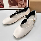 Hnzxzm 2024 Autumn Women Mary Jane Shoes Shallow Round Toe Comfortable Soft Sole Buckle Strap Big Size Designer Ladies Ballet Flats