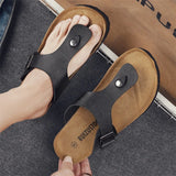 Hnzxzm Men Cork Flip Flops Women Summer Casual Soft Slippers Beach Slide Flats Sandals Couple Fashion Buckle House Outside Shoes