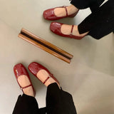 Hnzxzm Spring New Women Flat Shoes Fashion Red Ladies Casual Dress Mary Jane Shoes Soft Sole Round Toe Outdoor Ballerina