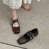 Hnzxzm Spring Women Mary Jane Shoes Fashion Square Toe Ladies Comfort Soft Sole Flats Women's Comfort Ballerinas Shoes