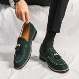 Hnzxzm Fashion Brand Men's Tassel Suede Slip-on Leather Driving Shoes Designer Mens Moccasins Retro Pointed Banquet Social Shoes Male