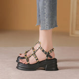 Hnzxzm New Summer Thick Bottom Willow Ingot Open Toe Height Increasing Soft Bottom Roman Sandals