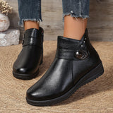 Hnzxzm 2024 Brand Shoes for Women Metal Decoration Women's Boots Fashion Side Zipp Daily Boots Women Hot Sale Round Toe Ankle Boots