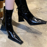 Hnzxzm Chelsea Boots High Heels Shoes Women Goth Designer Ankle Chunky 2024 Winter Zipper New Fashion Pumps Boots Mujer Zapatos Botas