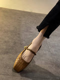 Hnzxzm Women's Shoes: Mary Jane's New Shallow Cut Square Toe Low Heeled Leather Shoes for The Spring and Autumn Season