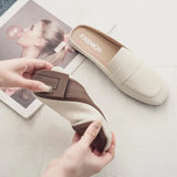 Hnzxzm Half Slippers for Women Wearing Summer New Korean Version Square Headed One Step Lazy Slippers for Women