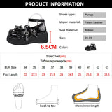 Hnzxzm Y2K Metal Chains Punk Gothic Shoes Women Black Patent Leather Buckle Strap Wedges Pumps Woman Thick Platform Rivet Lolita Shoes