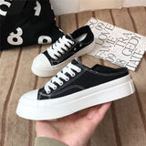 Hnzxzm Women's Shoes Round Toe Female Footwear Canvas White High on Platform Free Shipping Offer New Arrival Cheap Low Price Urban