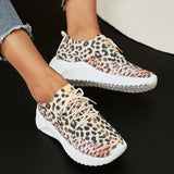 Hnzxzm Fashion Leopard Platform Sneakers for Women Slip-On Soft Bottom Casual Shoes Woman Autumn Light Non-Slip Sport Tennis Shoes