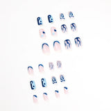 Hnzxzm 24Pcs Blue Flame Love Wearing False Nails Press On Nail Tips Full Cover Manicure Detachable Special Artificial Fake Nails Art