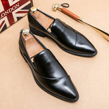 Hnzxzm New Men Loafers Leather Shoes Formal Elegant Dress Shoe Simple Slip On Man Casual Footwear Original Pointed Boos Moccasins