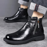 Hnzxzm Fashion Genuine Leather Ankle Boots for Men Autumn Winter Velvet Warm Men's Chelsea Boots New Designer Casual Dress Shoes Man