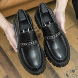 Hnzxzm Thick Bottom Loafers Elevator Shoes Fashion Men Leather Shoes Luxury Party Mens Casual Grace Men's Wedding Shoes Student Shoes