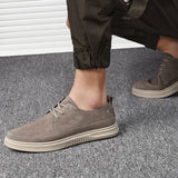 Hnzxzm Fashion Men Casual Shoes Cow Suede Leather Spring Men Flats Lace up Male Oxfords Men Genuine Leather Shoes