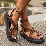 Hnzxzm 2024 Women's Sandals Fashion Printed Designer Round Toe Open Toe Sandals Outdoor Casual Beach Skirt Thick Sole