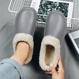 Hnzxzm Men's Shoes, Cotton Slippers Plush and Thick Slippers Toe Wrap Heelless Home Anti Slip Women's Shoes Versatile Couple Shoes