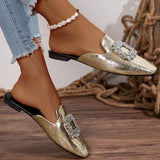 Hnzxzm Women's Slippers Spring Autumn New Mules Slippers Luxurious Rhinestone Design Ladies Flat Slippers Pantuflas De Mujer