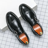 Hnzxzm Spring New Vintage Design Oxford Shoes Thick Soled  Increase Dress Leather Office Casual Shoes Men Carved Handmade Business Shoe