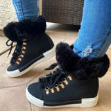 Hnzxzm European American Women's Boots Winter New Oversized Design with Warm Fur Mouth and Increased Height Inside Zapatos Mujer