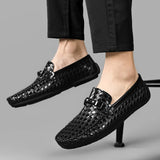 Hnzxzm Leather Men Shoes Casual Flats Men Shoes Breathable Loafers Genuine Leather Slip Moccasins Comfortable Checkered