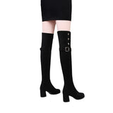 Hnzxzm Women Over The Knee Boots Suede Sexy High Heels Ladies Buckle Long Boots New Warm Female Shoes Slim Thigh High Boots Party Pumps