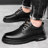 Hnzxzm Business Casual Low-top Genuine Leather Shoes Men Spring Autumn New Designer British Style Retro Platform Shoes Loafers Men