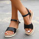 Hnzxzm Ankle Buckle Wedge Sandals for Women Summer Patchwork Platform Sandles Woman Thick Sole Gladiator Sandalias