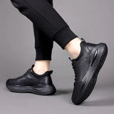 Hnzxzm Men's Casual Shoes lace up black Trend Wild Fashion Men Shoes Thick-soled Shoe Men genuine Leather Shoes Men