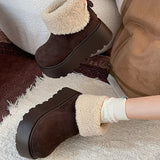 Hnzxzm Winter Warm Plush Women Snow Boots Chunky Short Booties Comfort Platform Flats Cotton Shoes