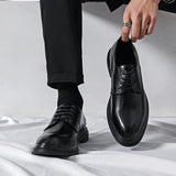 Hnzxzm New Classic Mens Oxford Dress Shoes Black Gray Brown Genuine Leather Calfskin Men's Shoes Handmade Lace Up Formal Wedding Shoes