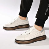 Hnzxzm Platform Casual White Shoes Male Genuine Leather New Alligator Pattern Board Shoes for Men Spring Autumn New Zapatos De Hombre