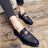 Hnzxzm Black Men's Leather Shoes Designer Loafers Pointed Toe Brogues Business Men's Formal Wear Brand Shoes High Quality Men's Shoes