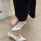 Hnzxzm Pointed Head Temperament High Heeled Baotou Sandals Elegant Shoes 2024 New Spring Summer French with Skirt Single Shoes