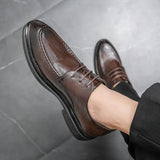 Hnzxzm Fashion Men Shoes Spring Autumn Men Dress Shoes Lace up Business Male Leather Shoe Men Handmade Oxfords Work Shoes Men