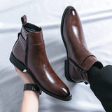 Hnzxzm New Chelsea Boots Men Shoes Retro Fashion Versatile Zipper Business Casual British Style Street Party Wear Classic Ankle Boots