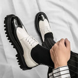 Hnzxzm Luxury Brand Brogue Men's Shoes White Thick-soled Casual British Style Comfortable Oxford Shoes Lace-up High Quality Men's Shoes