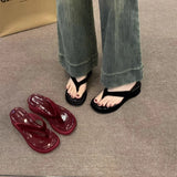 Hnzxzm 2024 New Summer Thick Bottom Flip Flops Women's Cool Slippers Higher Slope Heel Beach Sandals Ladies Shoes