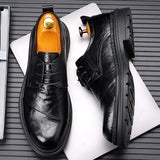 Hnzxzm Cow Leather Formal Shoes Lace Up Men Oxfords Thick Bottom Men Fashion Wedding Party Men Dress Shoes Italian Designer Male Shoes