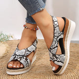 Hnzxzm Snake Print Wedges Sandles for Women Summer 2024 Buckle Strap Platform Sandals Woman Lightweight Non Slip Beach Sandalias