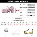 Hnzxzm Patent Leather High Heels Pumps Women Sweet Pink Bowknot Cosplay Lolita Shoes Woman Bride Wedding Buckle Strap Mary Jane Pumps