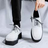 Hnzxzm British Style Leather Plaltform Shoes for Men Spring Autumn New Designer Fashion Causal Loafers Male Big Head White Shoes Man